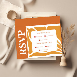 Boho Chic Retro Floral Wedding RSVP Karte