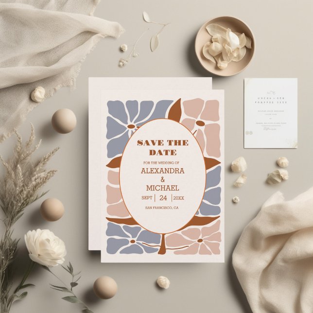Boho Chic Retro Floral Wedding Save The Date (Von Creator hochgeladen)