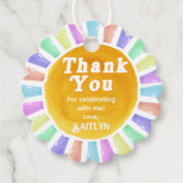 Boho Chic Retro Watercolor Rainbow Sun Vielen Dank Geschenkanhänger