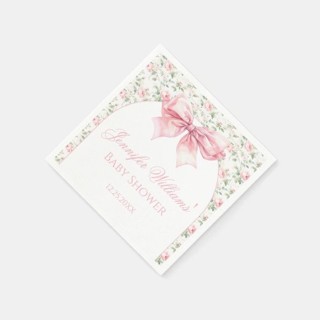 Boho chic rosa Bogen Blumenzange Babyduschpapier Serviette (Ecke)