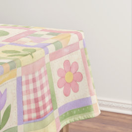 Boho Chic Rosa & Grün Quilt Blumen-Patchwork Tischdecke