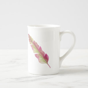 Boho Chic-rosa und grüne Feder-Knochen-China-Tass Prozellantasse