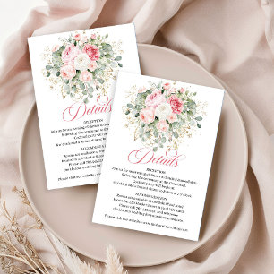 Boho-Chic-Rosé-Blumen-Hochzeit-Datenkarte Begleitkarte