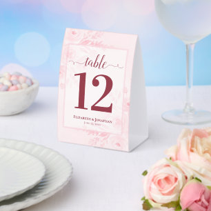 Boho-Chic-Rosé-Blumen-Hochzeitstisch-Nummer Tischaufsteller