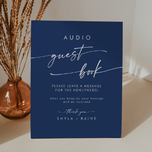 Boho Chic Royal Blue Audio Guestbook Wedding Sockelschild