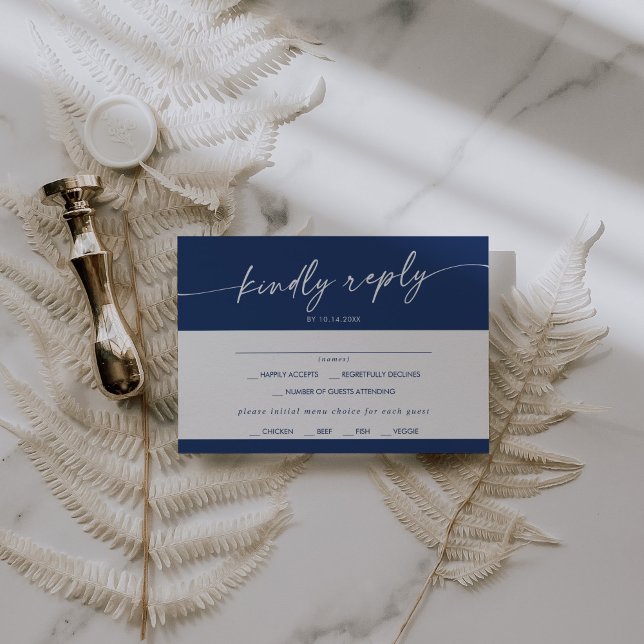 Boho Chic Royal Blue Menü Wahl RSVP-Karte Hochzeit RSVP Karte (Von Creator hochgeladen)