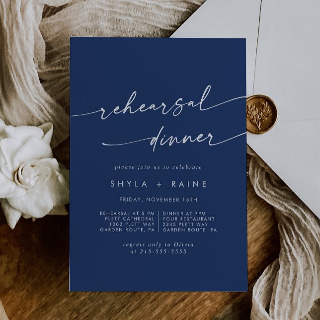 Boho Chic Royal Blue Wedding Probe Dinner Einladung (Von Creator hochgeladen)