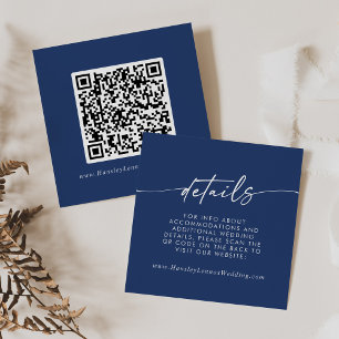 Boho Chic Royal Blue Wedding QR Code Details Begleitkarte