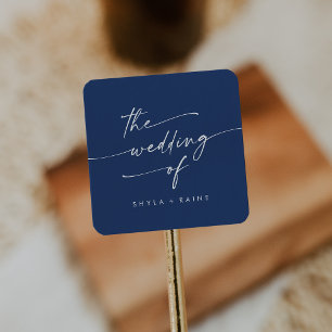 Boho Chic Royal Blue Wedding Umschlag Aufklebers Quadratischer Aufkleber