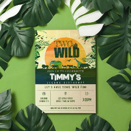 Boho Chic Safari Tiere Zwei Wilde 2. Geburtstag Einladung