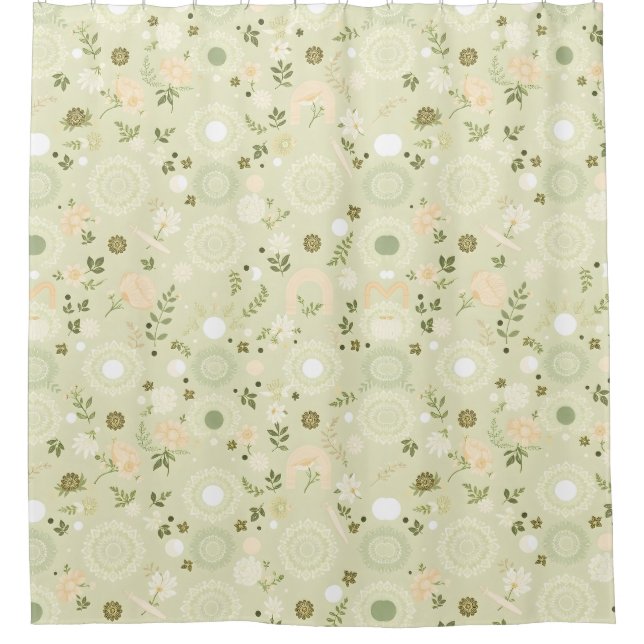 Boho Chic Sage Duschvorhang - Relaxen & Erden (Vorderseite)
