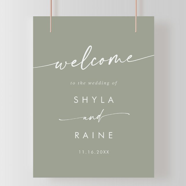 Boho Chic Sage Green DIY Wedding Willkommenszeiche Poster (Von Creator hochgeladen)