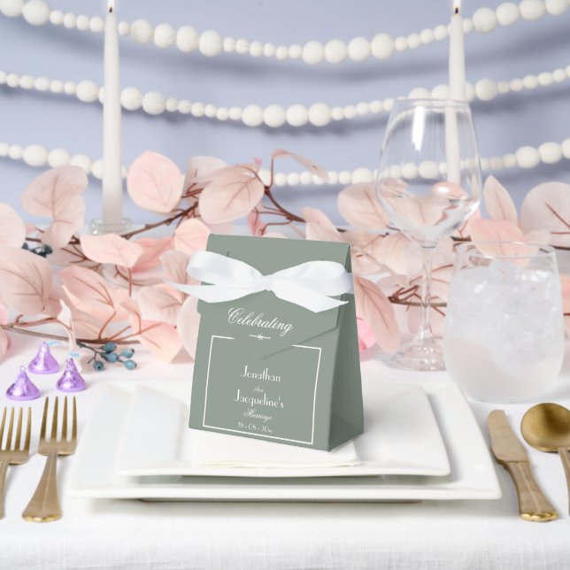Boho Chic Sage Green Elegant Vielen Dank für Ihre  Geschenkschachtel (Hochzeit)