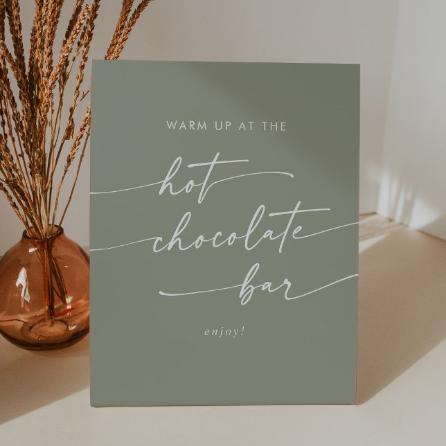 Boho Chic Sage Green Hot Chocolate Bar Sockelschild (Von Creator hochgeladen)