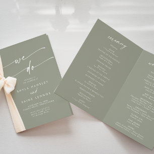 Boho Chic Sage Green wir falten Hochzeit Programm
