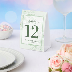 Boho Chic Salbei Grün Florale Hochzeitstisch Numme Tischaufsteller