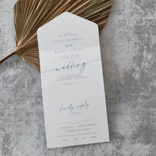 Boho Chic Schieferblau Essenswahl RSVP Hochzeit All In One Einladung