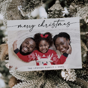 Boho Chic Schwarz-weiß Easy Modern Foto Christmas Feiertagskarte