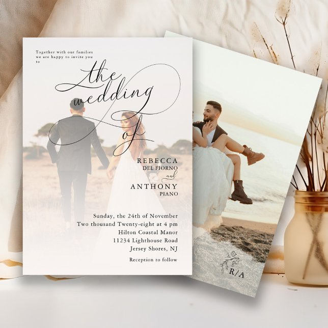 Boho Chic Script | Foto Overlay Wedding Einladung (Von Creator hochgeladen)
