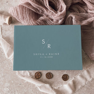 Boho Chic Seafoam Aquamarin Monogram Wedding Gästebuch