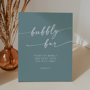 Boho Chic Seafoam Aquamarine Bubbly Bar Wedding Sockelschild