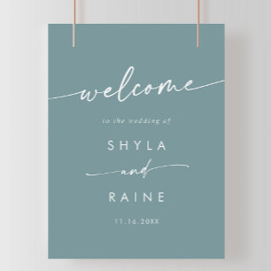 Boho Chic Seafoam Aquamarine DIY Hochzeit Begrüßun Poster