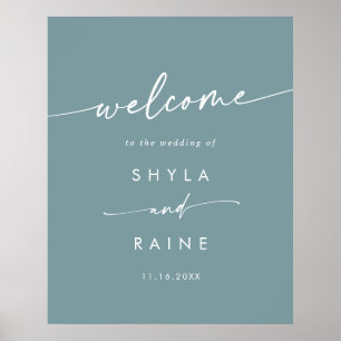 Boho Chic Seafoam Aquamarine DIY Hochzeit Begrüßun Poster