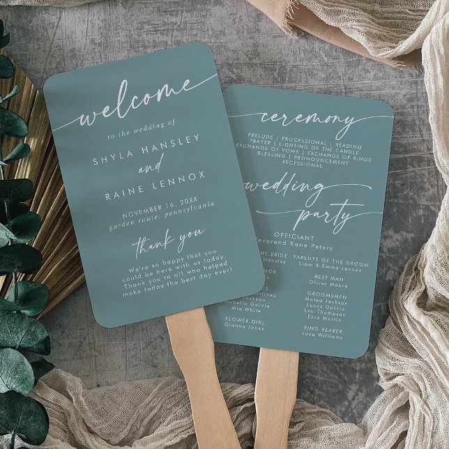 Boho Chic Seafoam Aquamarine Hochzeitsprogramm Fächer (Von Creator hochgeladen)