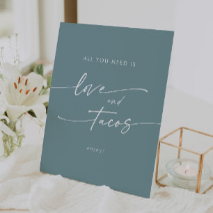 Boho Chic Seafoam Aquamarine Liebe Taco Bar Weddin Sockelschild