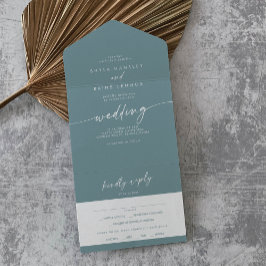 Boho Chic Seafoam Aquamarine Mahlzeit UAWG Wedding All In One Einladung