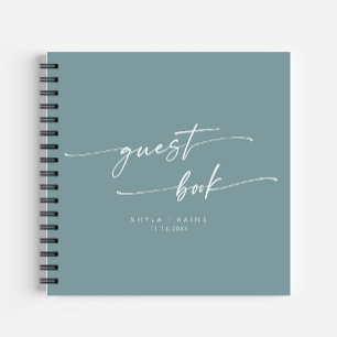 Boho Chic Seafoam Aquamarine Wedding Guest Book Notizbuch