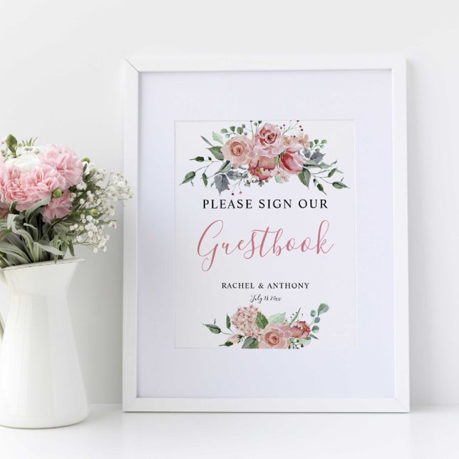 Boho Chic Sign Gästebuch Wedding Floral Pink (Von Creator hochgeladen)