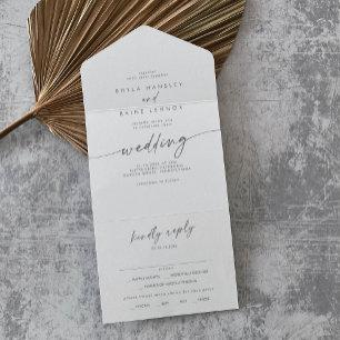 Boho Chic Silber Grau Mahlzeiten Wahl RSVP Hochzei All In One Einladung