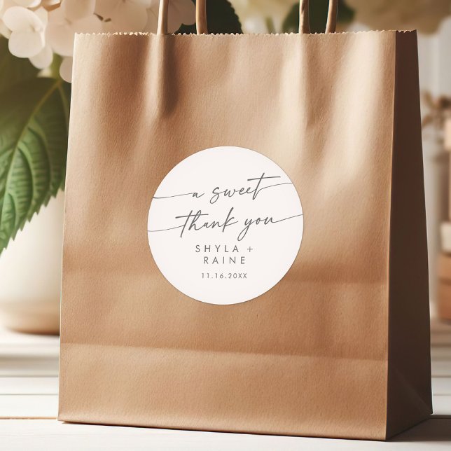 Boho Chic Silver Gray A Sweet Vielen Dank für Ihre Runder Aufkleber (Von Creator hochgeladen)