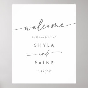 Boho Chic Silver Gray DIY Wedding Welcome Sign Poster