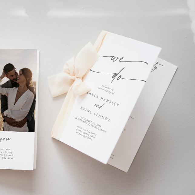 Boho Chic Silver Gray wir falten Hochzeit Programm (Von Creator hochgeladen)