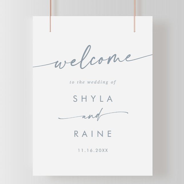 Boho Chic Slate Blue DIY Wedding Welcome Sign Poster (Von Creator hochgeladen)