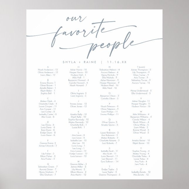 Boho Chic Slate Blue Printable Seekarte Poster (Vorne)