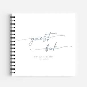Boho Chic Slate Blue Wedding Guest Book Notizbuch