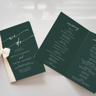 Boho Chic Smarald Green wir falten Hochzeit Programm