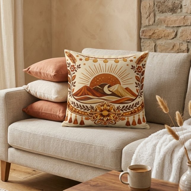 Boho-Chic-Sonne & Berg Kissen (Von Creator hochgeladen)