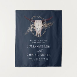 Boho Chic Steer Skull Einladung zur Hochzeit Wandteppich