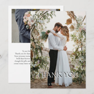 Boho-Chic-Strandhochzeit-Dankeskarten mit Blumenmo Dankeskarte