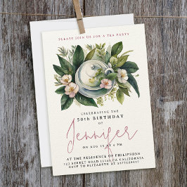 Boho Chic Tee Party Floral Wasserfarbkalligrafie Einladung