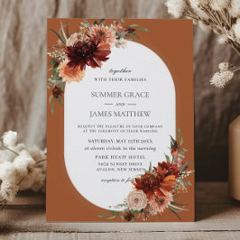 Boho Chic Terracotta Burnt Orange Rust Wedding Einladung