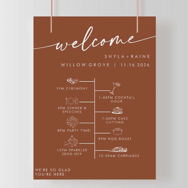 Boho Chic Terracotta DIY Wedding Welcome Timeline Poster (Von Creator hochgeladen)