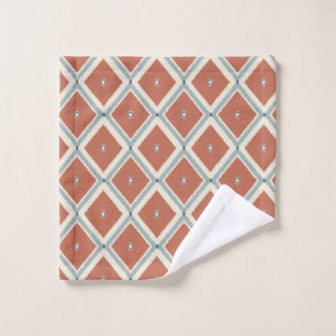 Boho Chic Terracotta et Indigo Géométrique Ikat Pa
