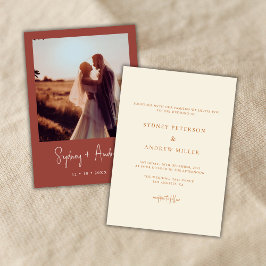 Boho Chic Terracotta Foto Hochzeit Einladung