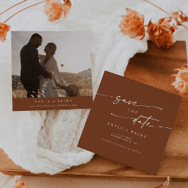 Boho Chic Terracotta Foto Zurück Save The Date