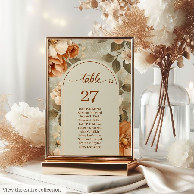 Boho Chic Terracotta Ivory Sage Floral Wedding Tischnummer (Boho Chic Terracotta Ivory Sage Floral Wedding Table Number

)